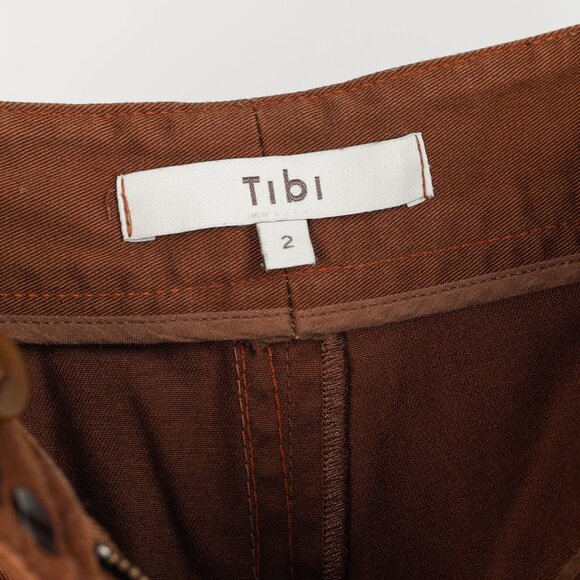 Tibi Cococa Brown Organic Cotton Twill Maxi Aline Skirt - Picture 9 of 11